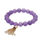 Purple Quartz Beaded Tassel Stretch Bracelet, Women's