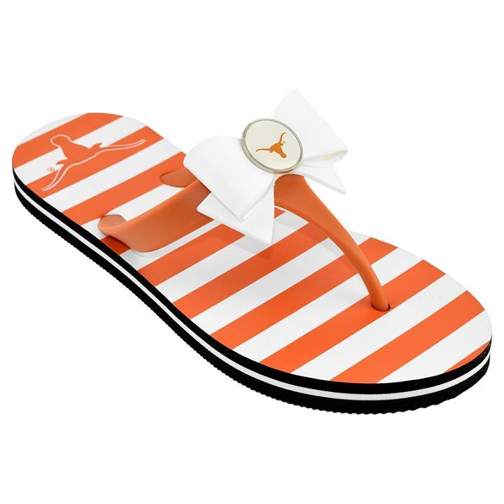 Women's College Edition Texas Longhorns Bow Flip-flops, Size: Large, Orange