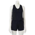 Juniors' So&reg; Knit Henley Romper, Teens, Size: Medium, Black