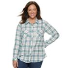 Plus Size Croft & Barrow&reg; Classic Soft Button-down Shirt, Women's, Size: 2xl, Grey