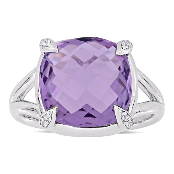 Stella Grace Sterling Silver Amethyst & White Topaz Ring, Women's, Size: 7, Purple