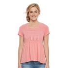 Women's Sonoma Goods For Life&trade; Embroidered Peplum Tee, Size: Xl, Lt Orange