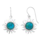 Sterling Silver Reconstituted Turquoise Sun Drop Earrings, Women's, Blue