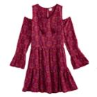Girls 7-16 Mudd&reg; Cold-shoulder Bell Sleeve Patterned Dress, Size: 7-8, Red