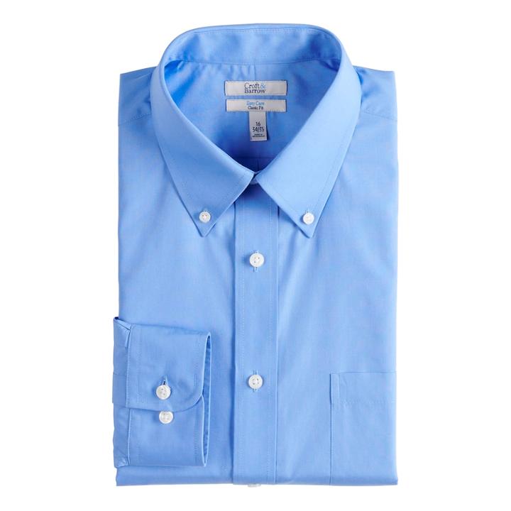 Men's Croft & Barrow&reg; Regular-fit Easy-care Button-down Collar Dress Shirt, Size: 18.5-34/35, Blue
