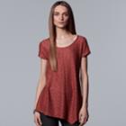Women's Simply Vera Vera Wang Pucker Asymmetrical Hem Tee, Size: Xl, Dark Pink