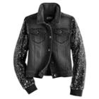 Girls Plus Size So&reg; Sequin Sleeve Denim Jacket, Size: S/7-8, Oxford