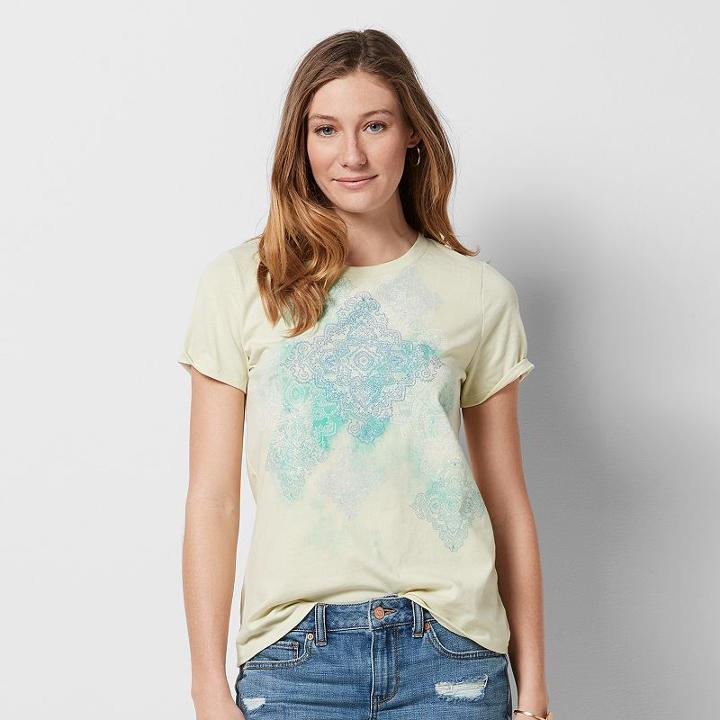 Women's Graphic Crewneck Tee, Size: Large, Brt Green