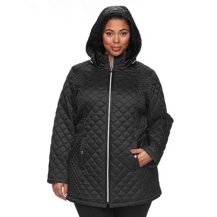 Plus Size Braetan Hooded Quilted Jacket, Women's, Size: 2xl, Black