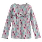 Girls 4-10 Jumping Beans&reg; Printed Ruffle Yoke Tee, Size: 8, Med Grey