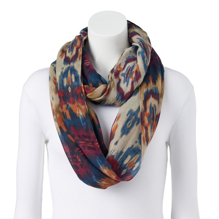Women's Chaps Ikat Infinity Scarf, Dark Pink