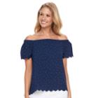 Women's Elle Print Scallop Off-theshoulder Top, Size: Xl, Blue (navy)