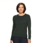 Women's Croft & Barrow&reg; Solid Button-front Cardigan, Size: Large, Dark Green
