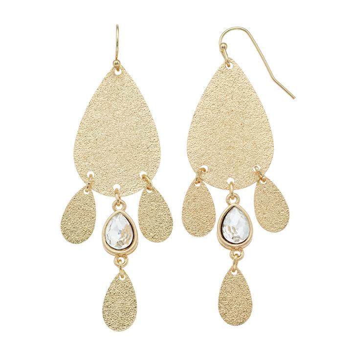 Lc Lauren Conrad Shimmery Nickel Free Chandelier Earrings, Women's, Gold