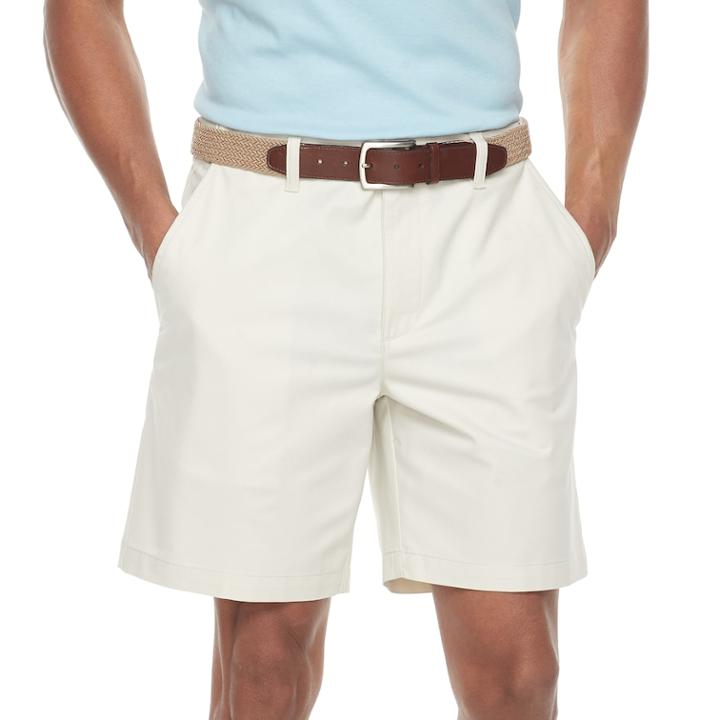 Men's Croft & Barrow&reg; Classic-fit Easy-care Stretch Flex-waist Flat-front Shorts, Size: 38, Lt Beige