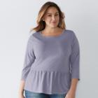 Plus Size Sonoma Goods For Life&trade; Peplum Top, Women's, Size: 3xl, Med Purple