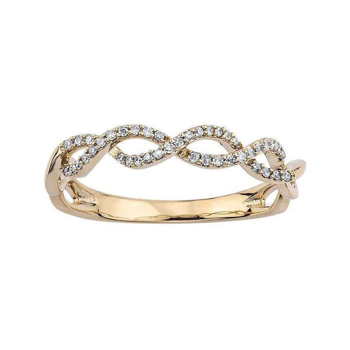 1/8 Carat T.w. Diamond 10k Gold Infinity Ring, Women's, Size: 7, White