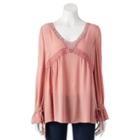 Women's Lc Lauren Conrad Lace Trim Top, Size: Large, Med Pink