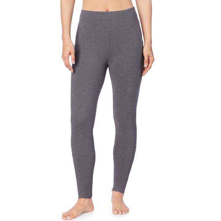 Women's Cuddl Duds Stretch Twill Leggings, Size: Large, Grey (charcoal)