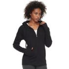 Women's Tek Gear&reg; Ribbed Side Zip-up Hoodie, Size: Small, Black