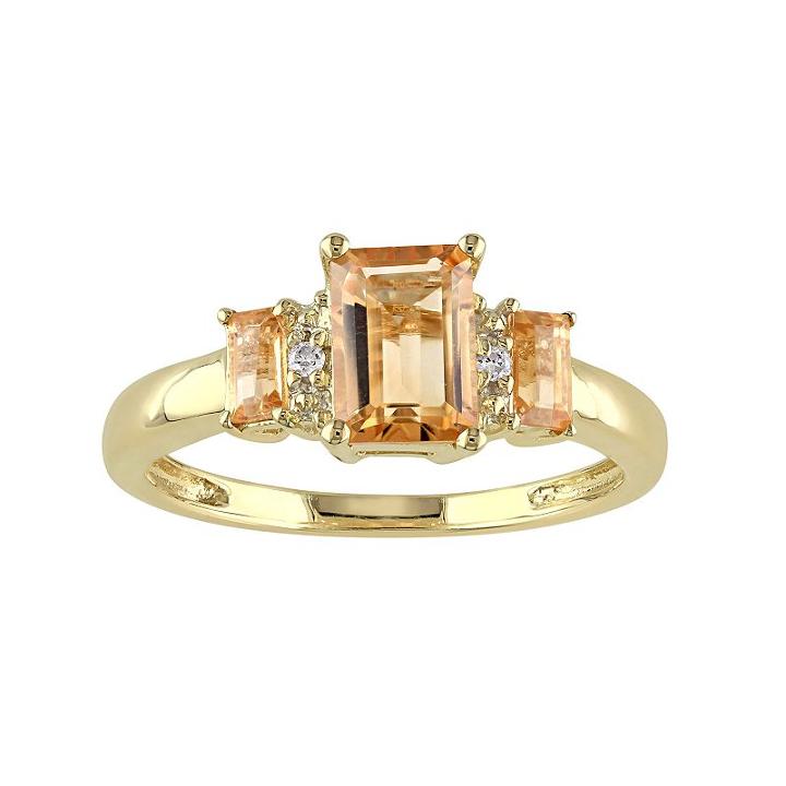Citrine & Diamond Accent 10k Gold 3-stone Ring, Women's, Size: 7, Yellow
