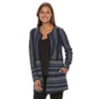 Women's Dana Buchman Striped Collarless Jacket, Size: Medium, Med Blue