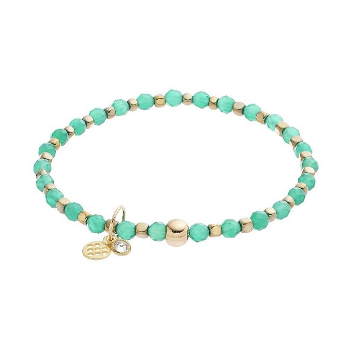 Tfs Jewelry 14k Gold Over Silver Green Onyx Bead Stretch Bracelet, Women's, Size: 7