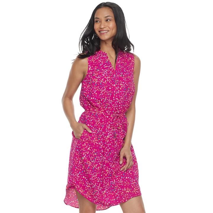 Women's Apt. 9&reg; Drawstring Shirtdress, Size: Large, Dark Pink