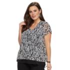 Plus Size Dana Buchman Mixed Media Top, Women's, Size: 2xl, Beig/green (beig/khaki)