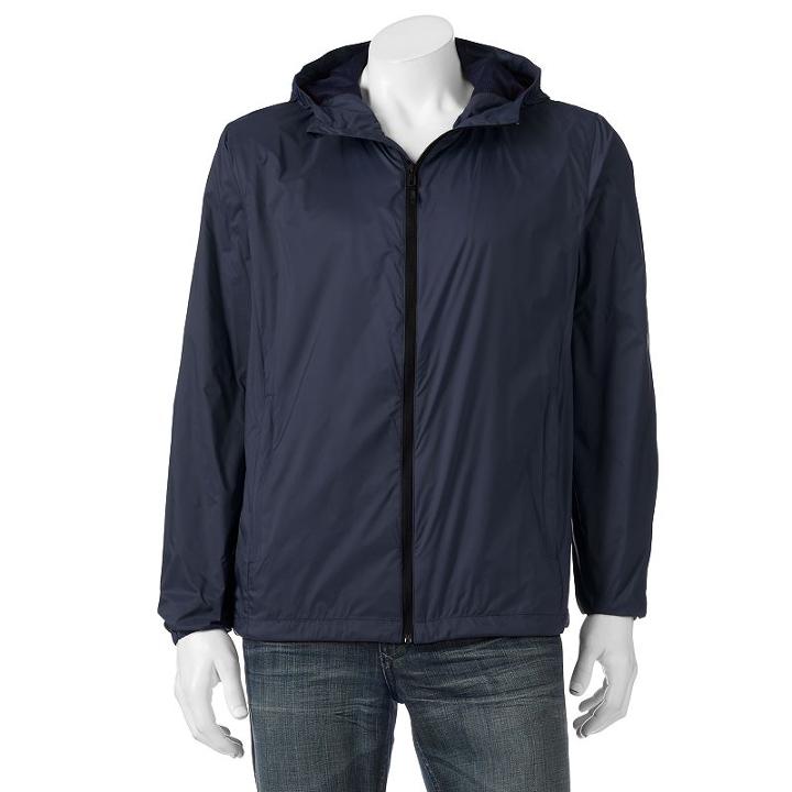 Men's Hemisphere Packable Hooded Rain Jacket, Size: Medium, Blue (navy)