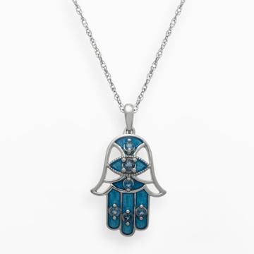 Chloe And Zoe Sterling Silver London Blue Topaz Hamsa Pendant, Women's, Size: 18