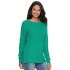 Juniors' So&reg; Raglan Crewneck Sweater, Teens, Size: Large, Med Green