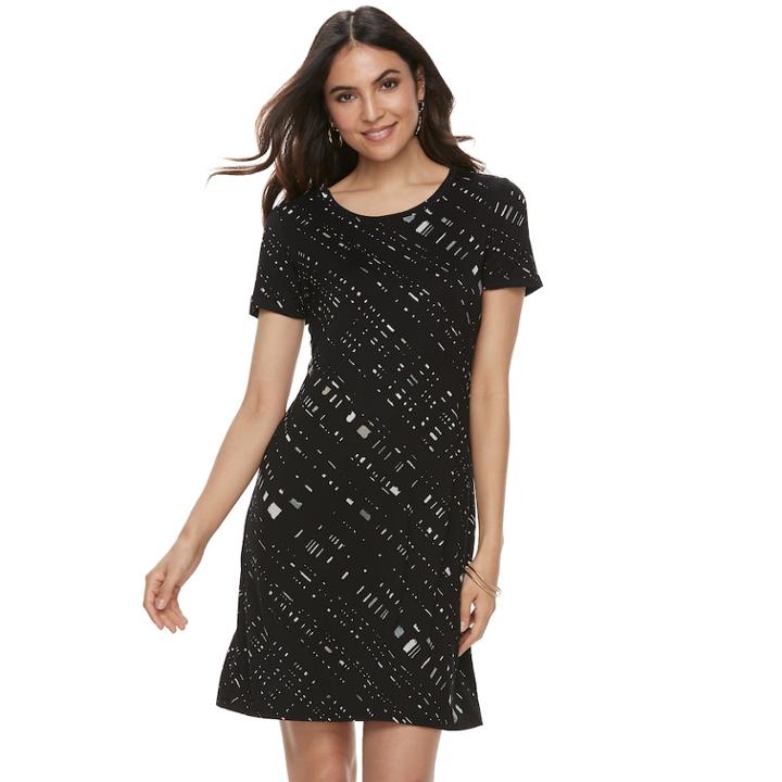 Women's Apt. 9&reg; Cuffed T-shirt Dress, Size: Large, Oxford