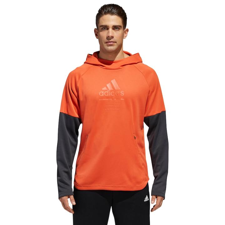 Men's Adidas Mock-layered Hoodie, Size: Medium, Med Orange