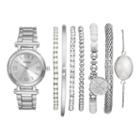 Vivani Women's Crystal Watch & Bracelet Set, Size: Small, Grey