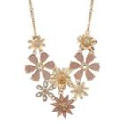 Glitter Flower Statement Necklace, Women's, Gold