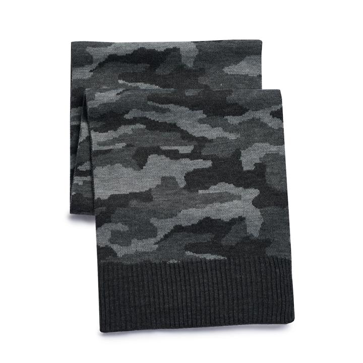 Men's Apt. 9&reg; Camo Knit Scarf, Grey (charcoal)