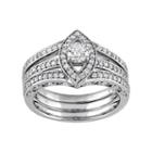 10k White Gold 1 Carat T.w. Diamond Marquise Engagement Ring Set, Women's, Size: 6