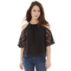 Juniors' Iz Byer California Lace Cold Shoulder Top, Girl's, Size: Small, Black