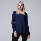 Petite Simply Vera Vera Wang High-low Top, Women's, Size: Xl Petite, Blue