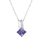 10k White Gold Lab-created Alexandrite And Diamond Accent Pendant, Women's, Size: 18, Purple