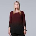 Plus Size Simply Vera Vera Wang Ombre Asymmetrical Crewneck Sweater, Women's, Size: 2xl, Red