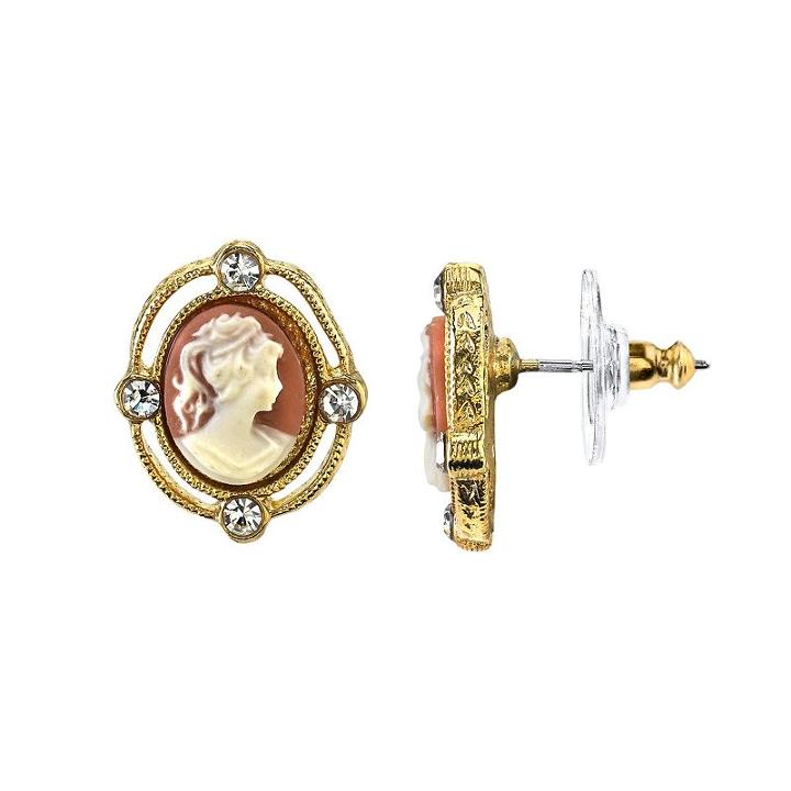 Downton Abbey Cameo Stud Earrings, Women's, White