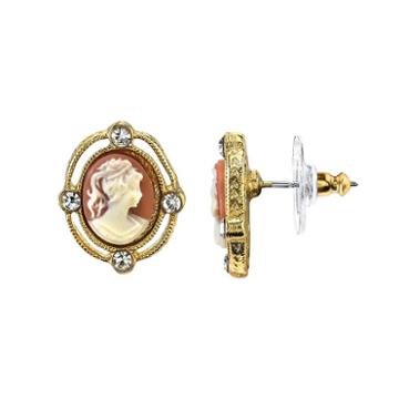 Downton Abbey Cameo Stud Earrings, Women's, White