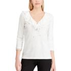 Women's Chaps Ruffled V-neck Top, Size: Large, White