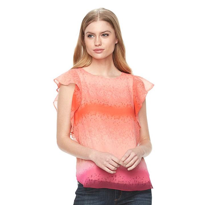 Women's Apt. 9&reg; Ruffle Chiffon Top, Size: Xl, Dark Pink