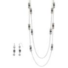Double Strand Station Necklace & Drop Earring Set, Women's, Multicolor