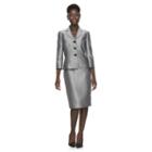 Women's Le Suit Herringbone Suit Jacket & Pencil Skirt Set, Size: 12, Black