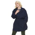 Plus Size Popsugar Drop-shoulder Anorak Jacket, Women's, Size: 1xl, Dark Blue