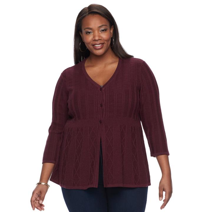 Plus Size Croft & Barrow&reg; Textured Swing Cardigan, Women's, Size: 2xl, Brt Blue